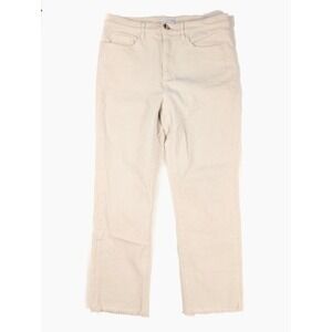 LOFT Ivory Regular Fit Corduroy Straight Leg Raw Hem Pants Women's Size 28/6
